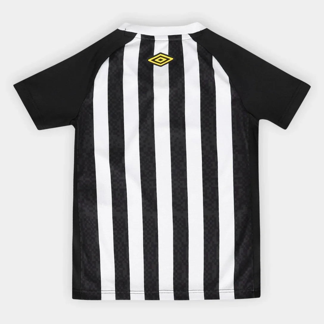 Kit Camisa Infantil Santos II 25/26 S/N Torcedor Umbro Masculina - Preto+Branco