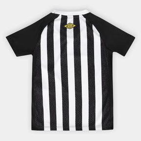 Kit Camisa Infantil Santos II 25/26 S/N Torcedor Umbro Masculina - Preto+Branco
